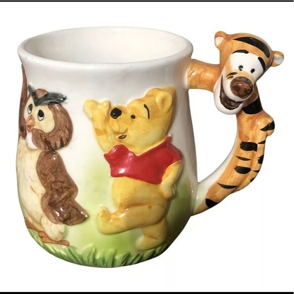 Vintage Walt Disney‎ Productions Figural Mug Winnie Pooh Tigger Handle Owl Japan - Picture 1 of 3
